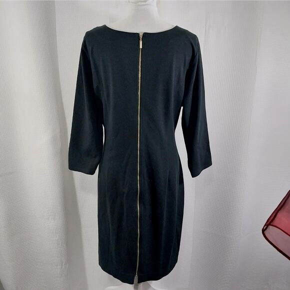THE LIMITED! LUXE BLACK STRETCH, FORM FITTED LONG SLEEVE MIDI DRESS! SZ XL - Picture 6 of 11